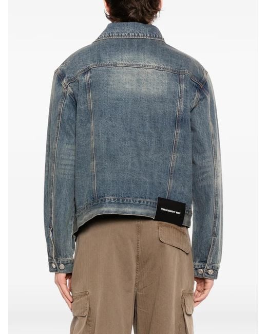 ANDERSSON BELL Blue Asymmetric-Layered Denim Jacket for men