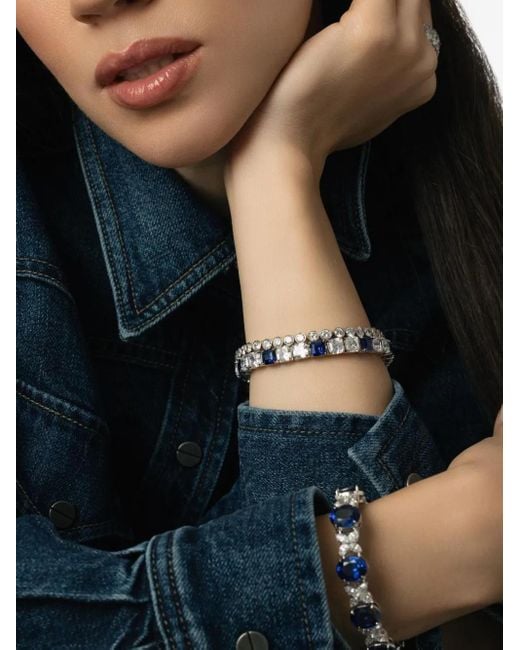 Fantasia by Deserio Blue Alternating Sapphire And Diamond Bracelet