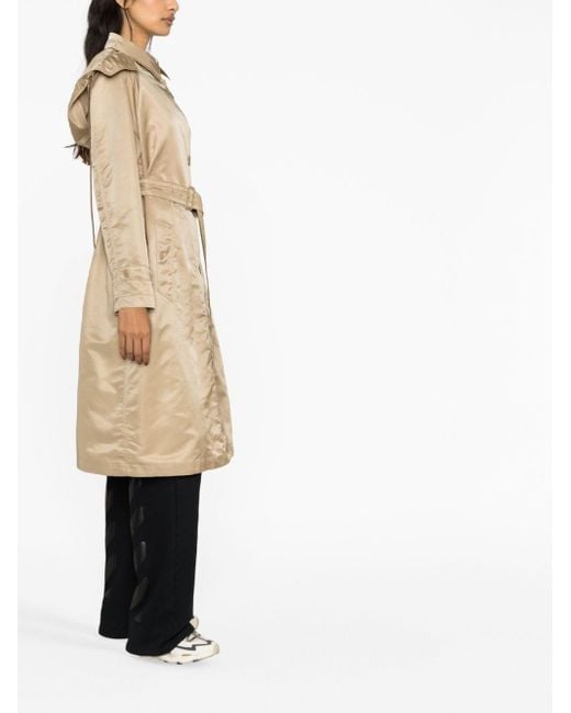 Moncler Natural Hooded Belted Trench Coat