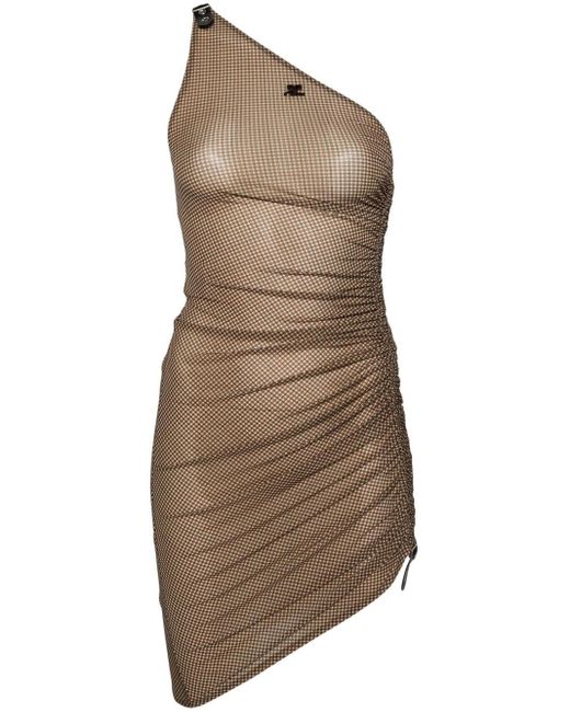 Courreges Brown Kleid mit asymmetrischem Schnitt
