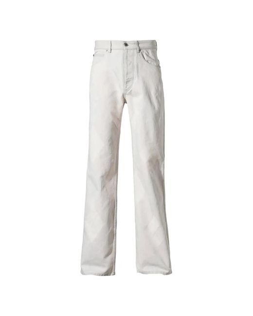 Loewe White Argyle-Pattern Buckle-Detail Jeans for men