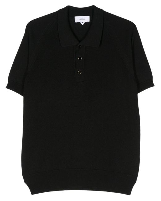 Lardini Black Fine-knit Polo Shirt for men