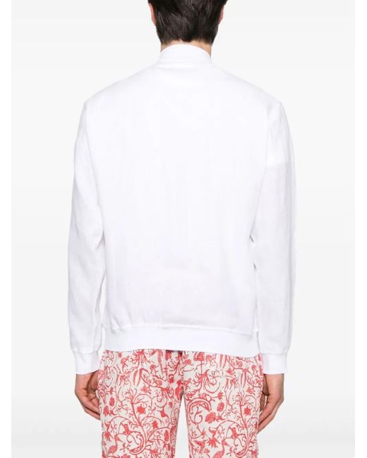 Kiton White Linen Bomber Jacket for men