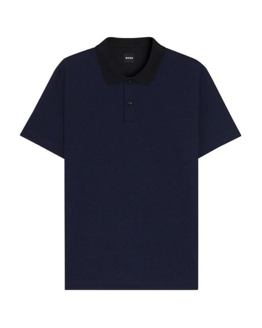 Boss Blue Textured Polo Shirt for men
