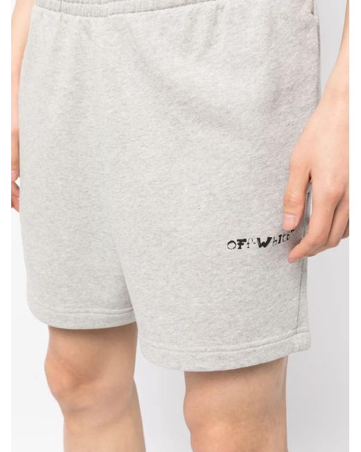 Off-White c/o Virgil Abloh White Logo-Print Track Shorts for men