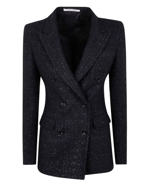 Tagliatore Black Metallic Tweed Double-Breasted Blazer