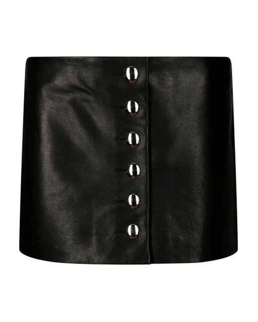 Khaite Black Geknöpfter Jaxon Minirock aus Leder