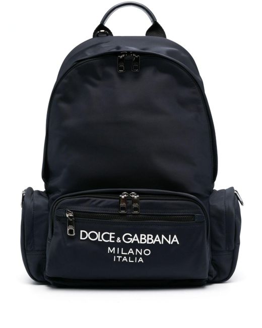 Dolce & Gabbana Black Logo-lettering Backpack for men