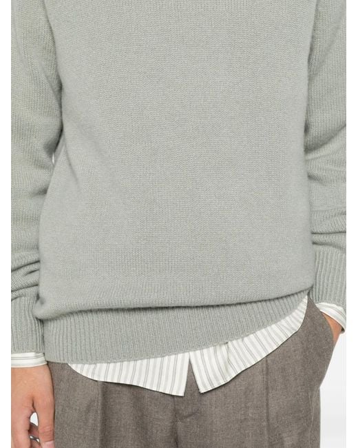 Soft Goat Gray Ribbed-Knit Sweater for men
