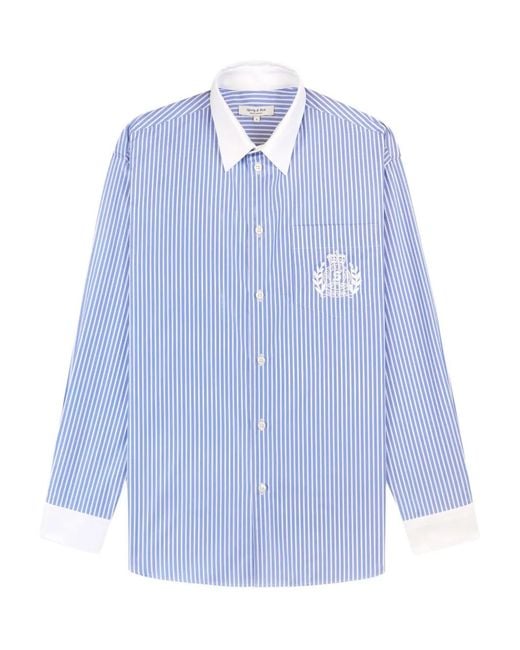 Sporty & Rich Blue Striped Embroidered Shirt