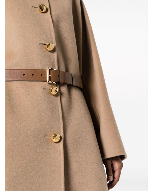 Abrigo con cinturón y botones Prada de color Natural