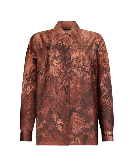 Liu Jo Brown Printed Twill Shirt