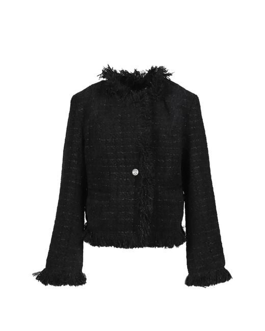 BOHEMSEO Black Frayed-Tweed Jacket