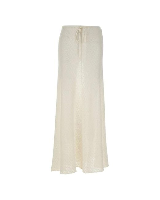 Faithfull The Brand White Lenna Drawstring Maxi Skirt