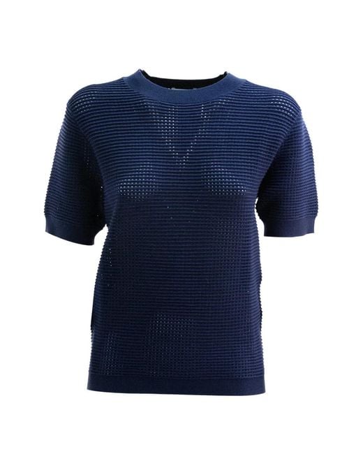 P.A.R.O.S.H. Blue Waffle-Knit Short-Sleeve T-Shirt