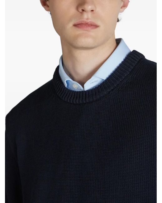 Zanone Blue Crew-Neck Cotton Sweater for men