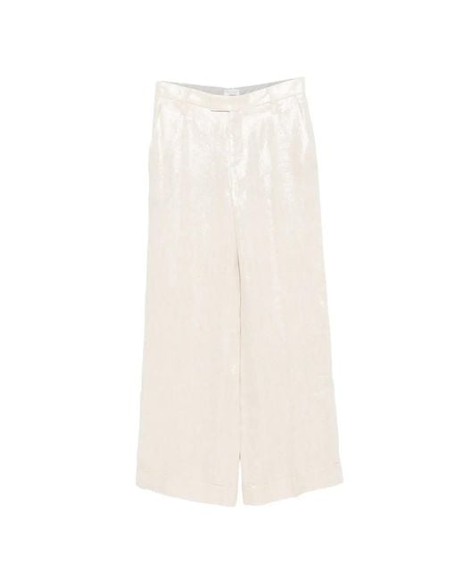 Brunello Cucinelli White Lurex-Effect Linen Palazzo Pants