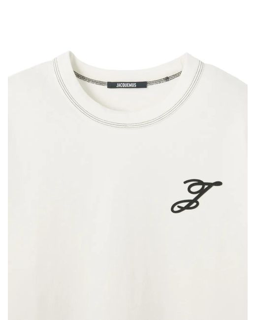Jacquemus White T Shirt With Embroidered Logo Detail