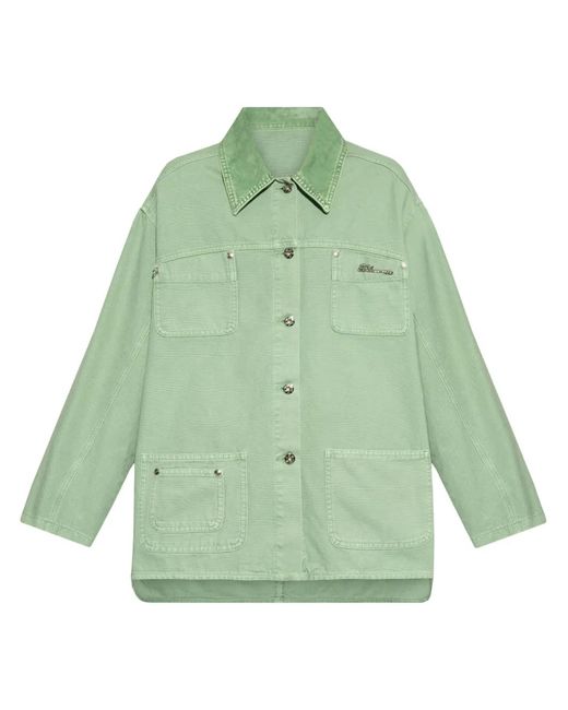 Blumarine Green Patch-Pocket Shirt Jacket
