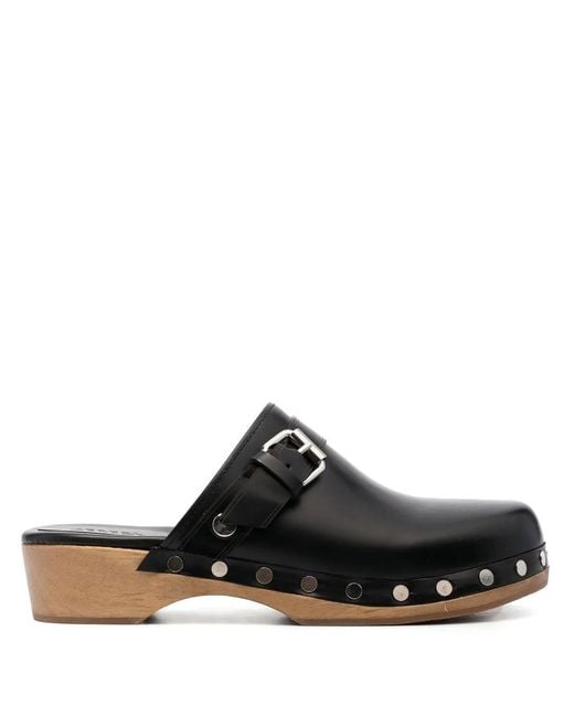 Isabel Marant Black Stud-Embellished Leather Clogs