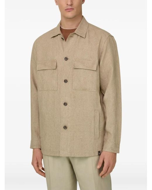 Boggi Natural Linen Patch-Pocket Shirt Jacket for men