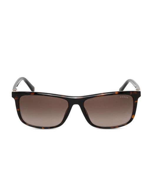 GUESS EYEWEAR Brown Tortoiseshell Rectangle Sunglasses for men
