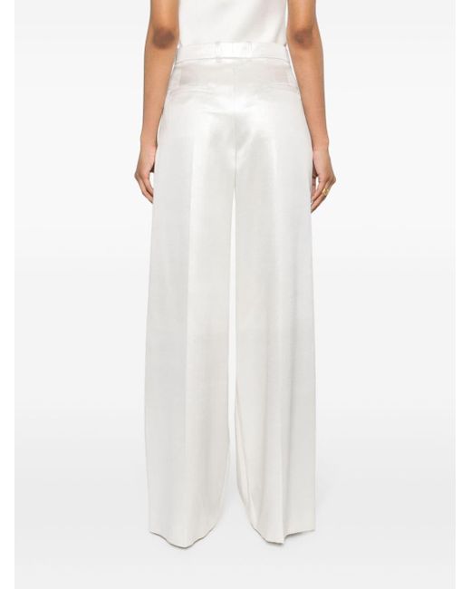 Chloé Wide-leg Silk Trousers in het White