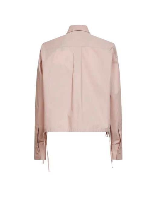 Moncler Pink Drawstring-Hem Logo-Patch Shirt