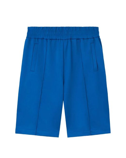 Palm Angels Blue Curved Logo Track Shorts for men
