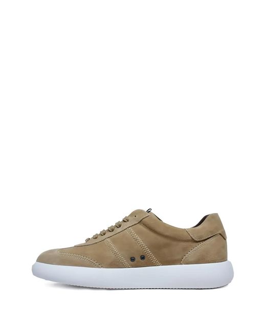 Brioni Natural Stitched Leather Trainers for men