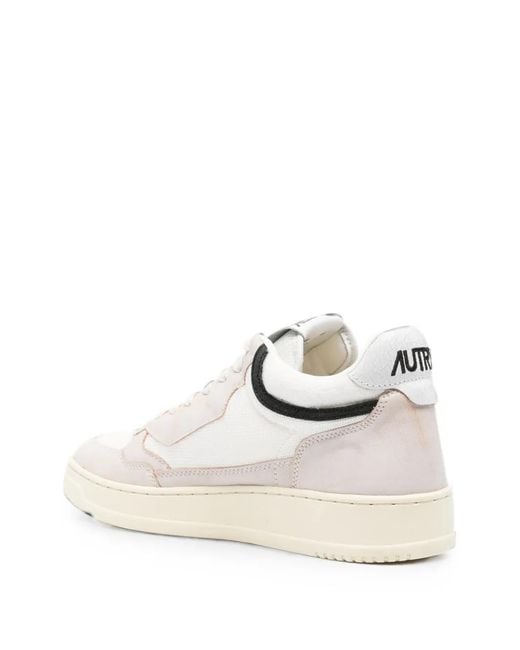 Autry White Panelled Logo-Patch Sneakers for men