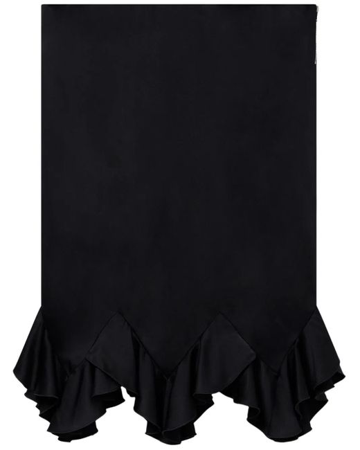 Stella McCartney Black Ruffled Satin Midi Skirt