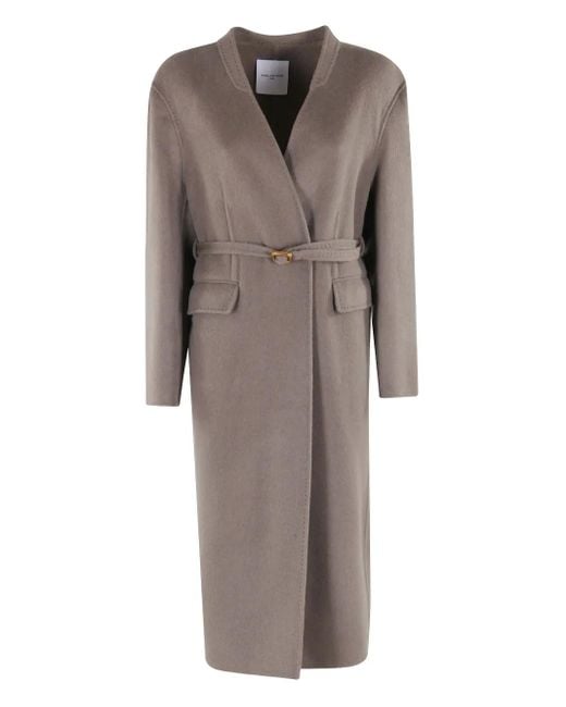 Isabelle Blanche Gray Belted Single-Breasted Coat