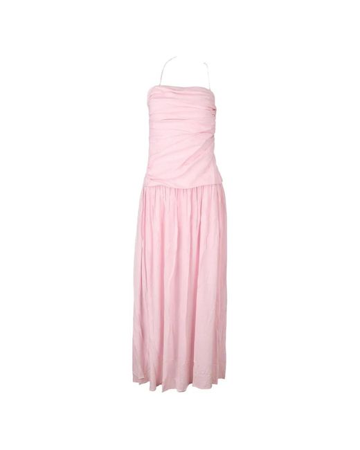 Faithfull The Brand Pink Notte Ruched Maxi Dress