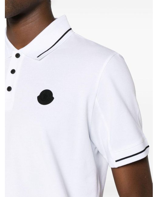 Moncler Poloshirt mit Logo-Patch in White für Herren