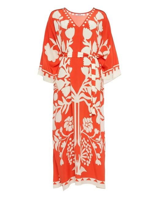 Eres Red Holi V-Neck Kaftan