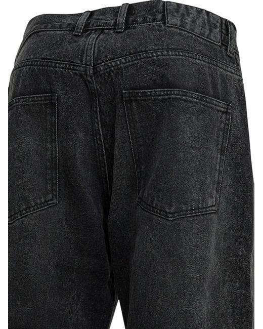 mfpen Black Stonewashed Straight-Cut Jeans for men