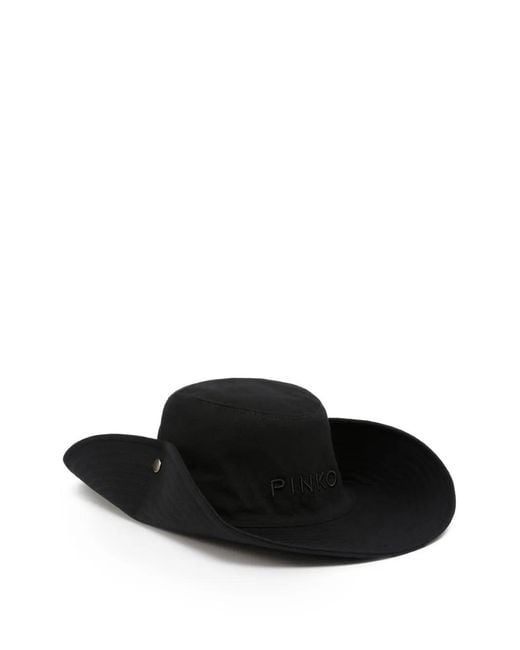 Pinko Black Country Hat With Embroidered Logo