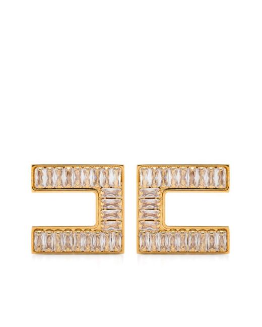 Elisabetta Franchi Natural Crystal-embellished Drop Earrings