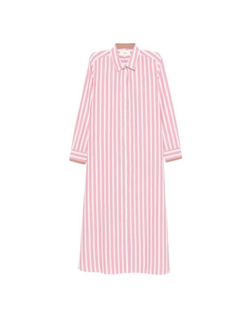 Xirena Pink Striped Shirt-Style Midi Dress