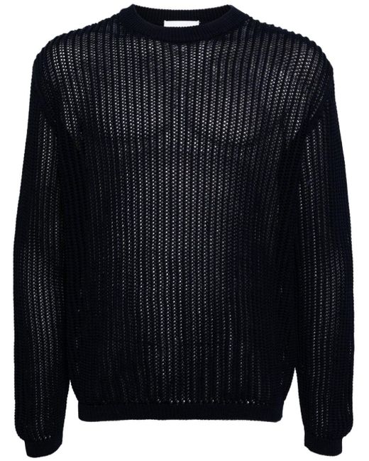 Lardini Blue Open-knit Cotton Jumper for men