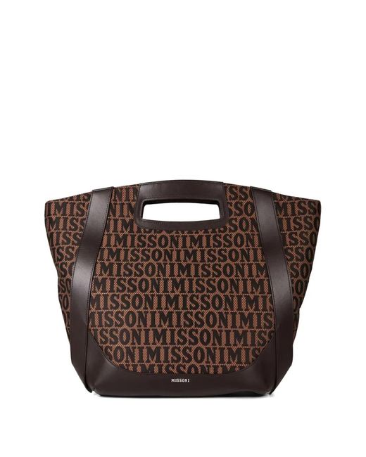 Missoni Brown Logo-Pattern Tote Bag