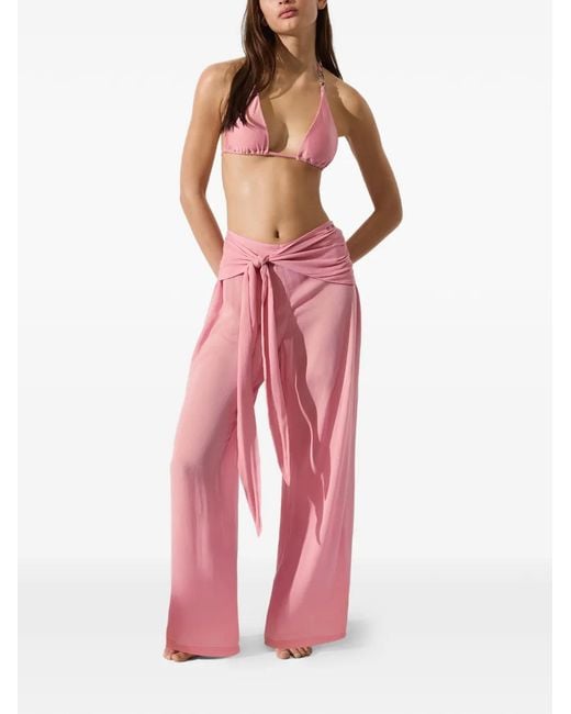 Karl Lagerfeld Pink Waist-Tie Beach Pants