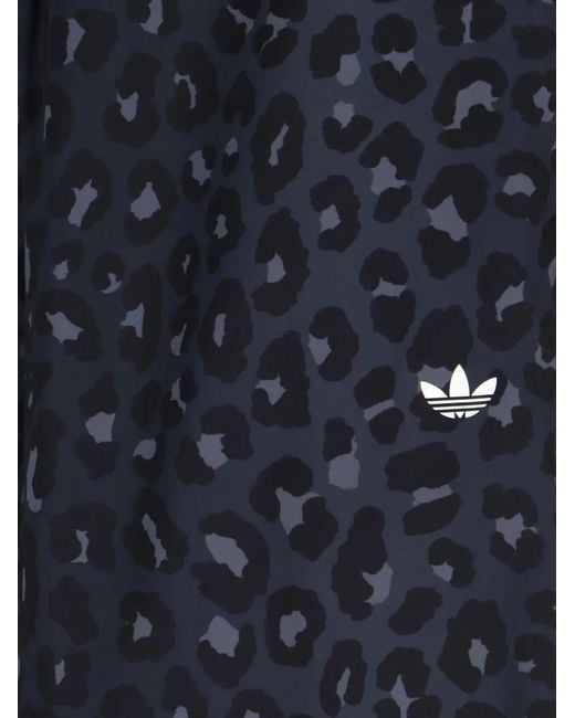 Adidas Blue Originals Wide-Leg Leopard-Print Track Pants