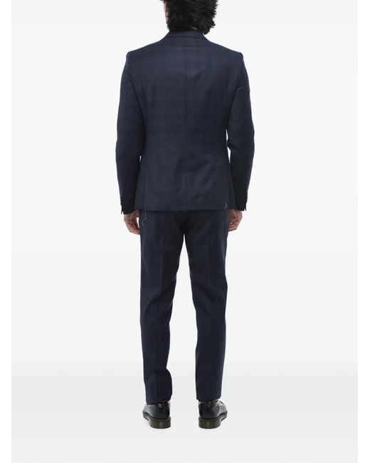 Corneliani Blue Checked Single-Breasted Suit for men