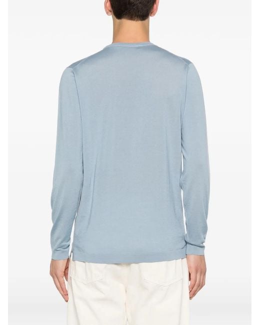 FILIPPO DE LAURENTIIS Blue Crewneck Panelled T-Shirt for men
