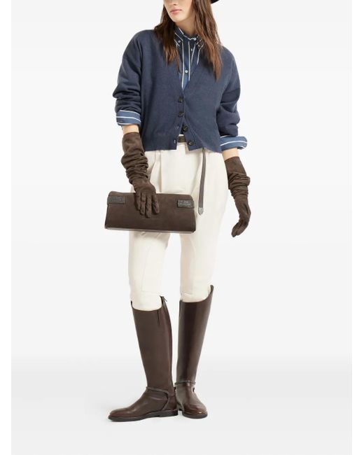 Brunello Cucinelli Blue Button-Front Cashmere Cardigan