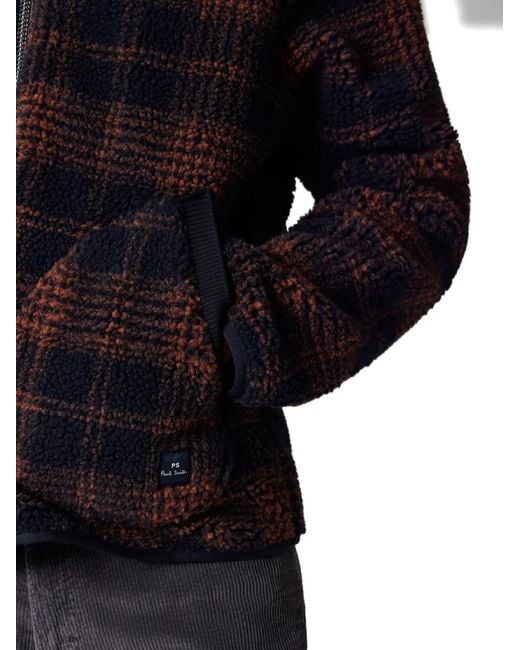 Paul Smith Blue Plaid-Pattern Zip Jacket for men