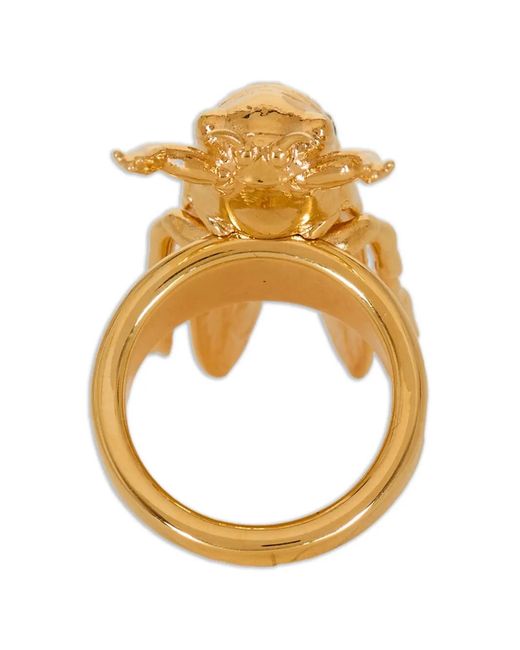 Balmain Metallic Brass Andenamel Insect Ring