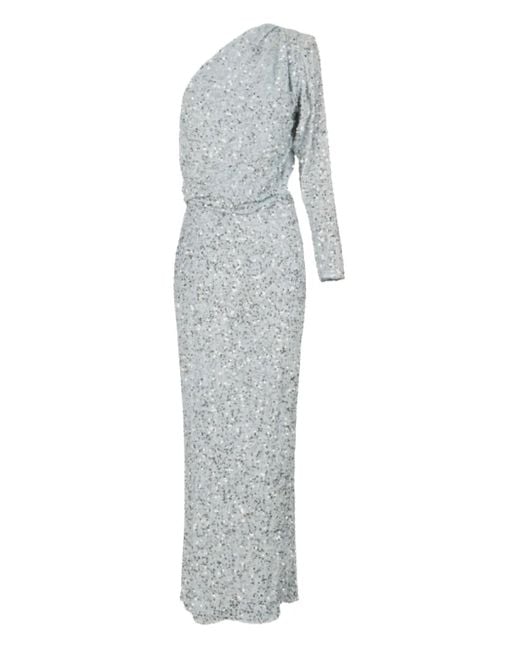 Robe Longue Ornée De Sequins À Une Épaule Elisabetta Franchi en coloris Gray